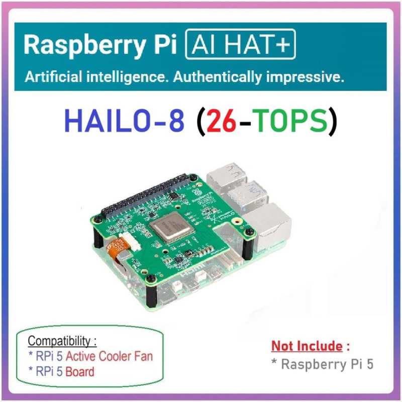 OFFICIAL Raspberry Pi AI HAT Hailo-8 (26-TOPS) Artificial Intelligence Module for Raspberry Pi 5